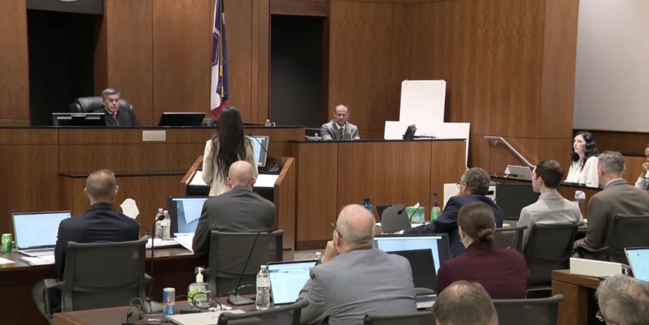 A wide view of the courtroom during the Charlie Kirk preliminary hearing