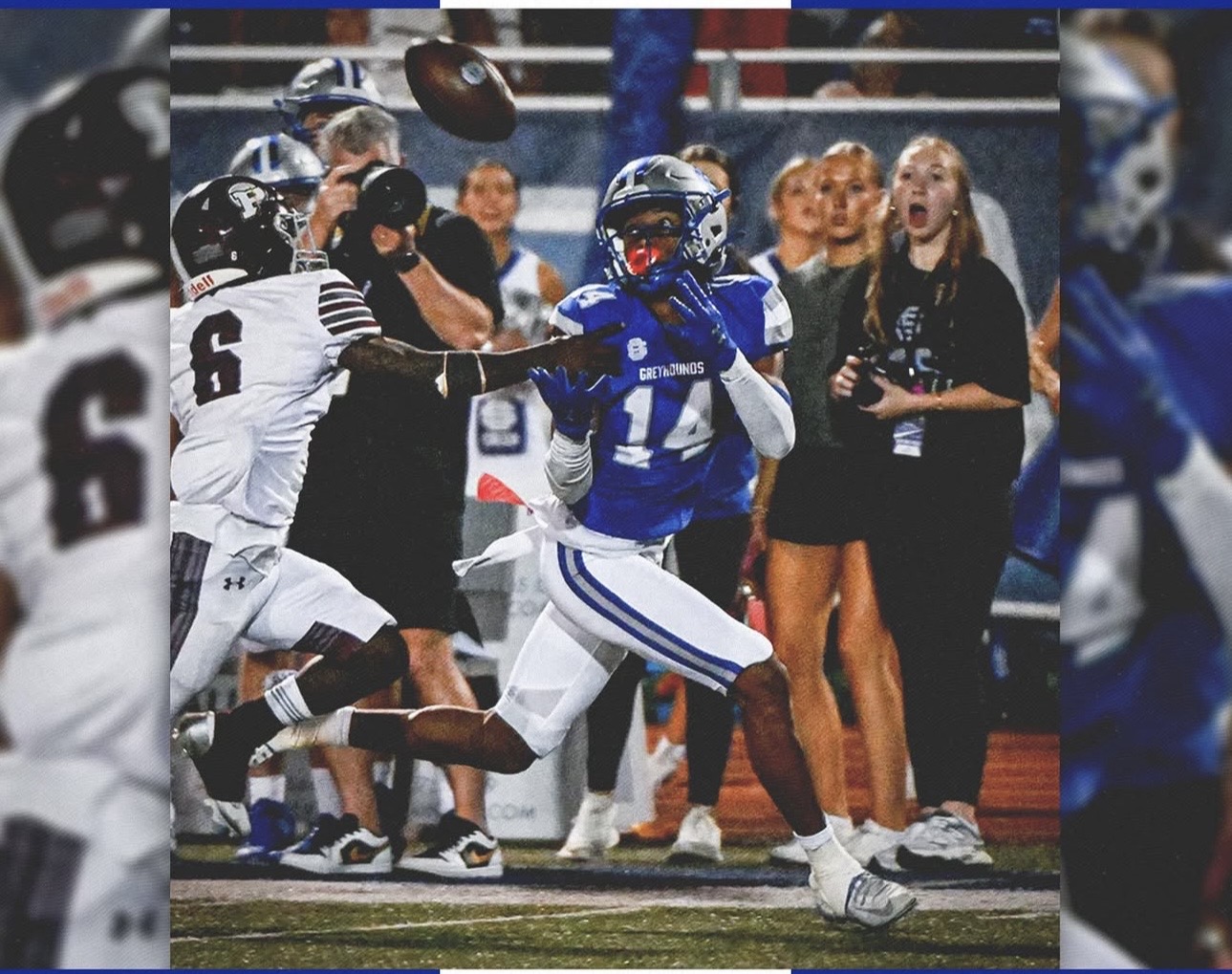 Nolan Wells playing football for the Ocean Springs Greyhounds